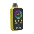 Colorful handheld vaporizer with digital display and temperature controls for nicotine delivery.